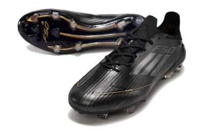 Men's Adidas F50 Elite FG Firm Ground Low-Tops Football Boots - Black/Silver/Gold