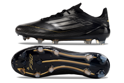 Men's Adidas F50 Elite FG Firm Ground Low-Tops Football Boots - Black/Silver/Gold
