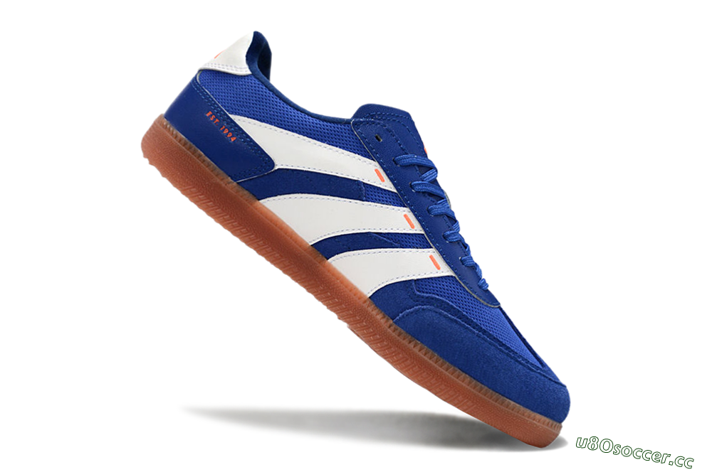 Men's Adidas Predator 24 League Low IC Indoor & Futsal Low-Tops Football Shoes - Blue/White/Brown 4