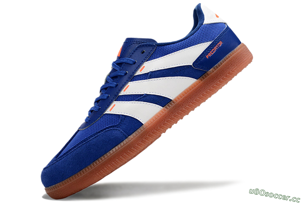 Men's Adidas Predator 24 League Low IC Indoor & Futsal Low-Tops Football Shoes - Blue/White/Brown 5