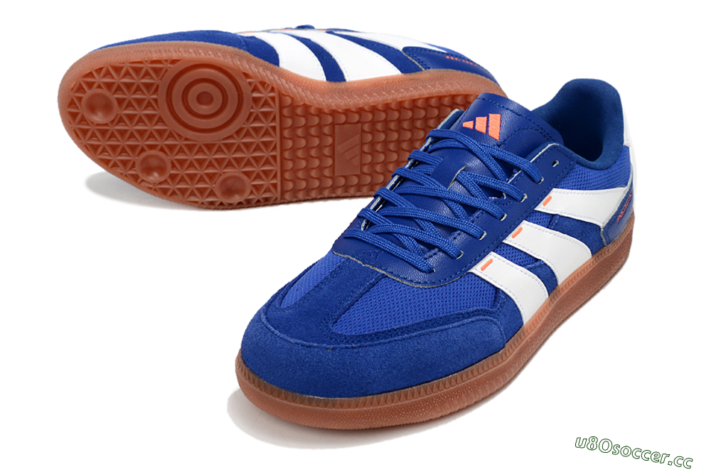 Men's Adidas Predator 24 League Low IC Indoor & Futsal Low-Tops Football Shoes - Blue/White/Brown 3
