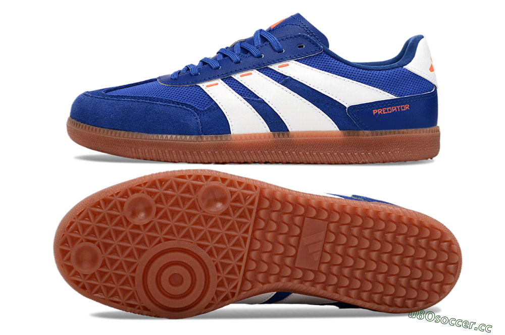 Men's Adidas Predator 24 League Low IC Indoor & Futsal Low-Tops Football Shoes - Blue/White/Brown 1