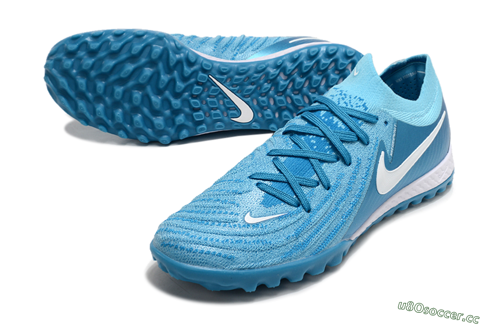 Men's Nike Phantom GX 2 Elite TF Artificial Turf Low-Tops Football Shoes - Blue Fury/White 3