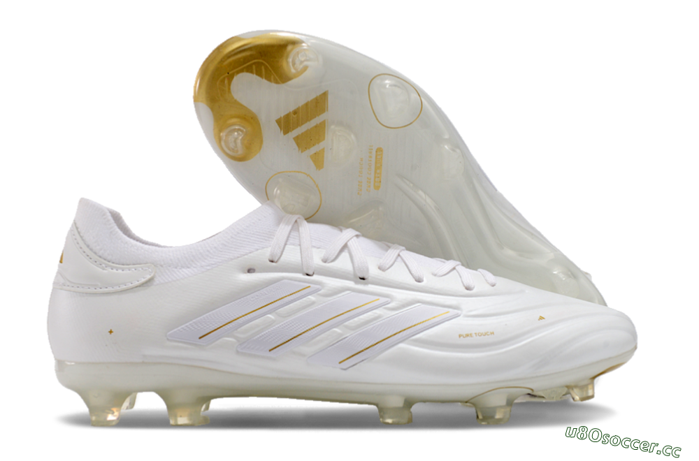 Men's Adidas Copa Pure 2 FG Firm Ground Low-Tops Football Boots - White/Gold 2