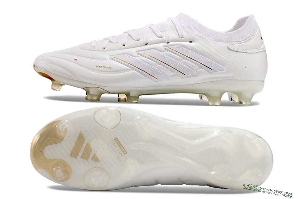 Men's Adidas Copa Pure 2 FG Firm Ground Low-Tops Football Boots - White/Gold 1
