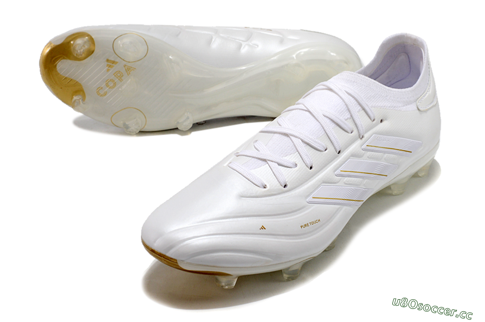 Men's Adidas Copa Pure 2 FG Firm Ground Low-Tops Football Boots - White/Gold 3