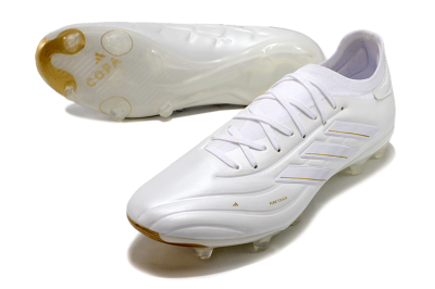Men's Adidas Copa Pure 2 FG Firm Ground Low-Tops Football Boots - White/Gold