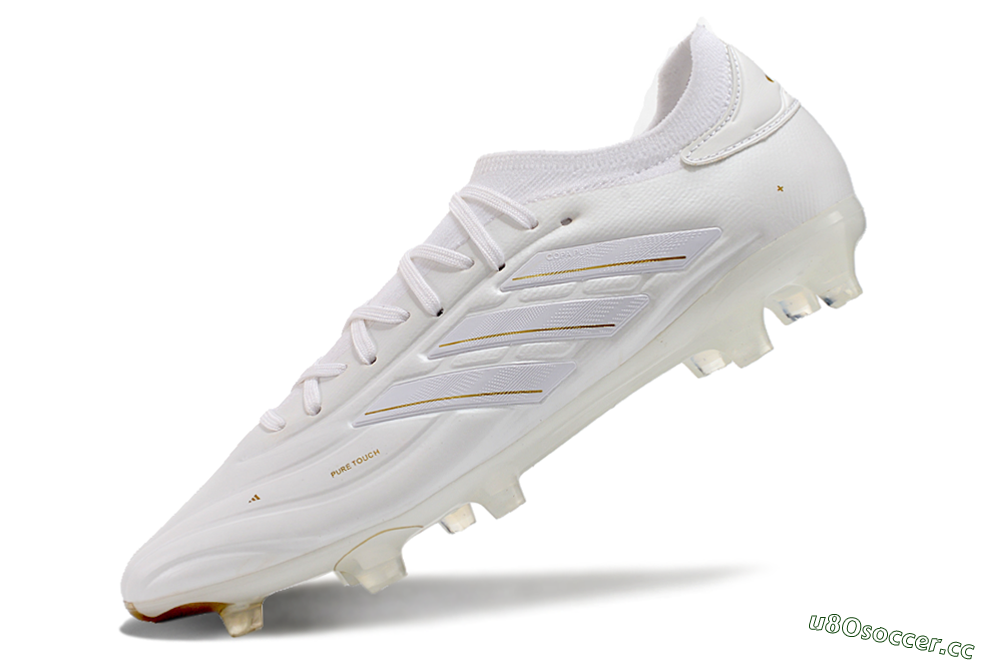 Men's Adidas Copa Pure 2 FG Firm Ground Low-Tops Football Boots - White/Gold 5