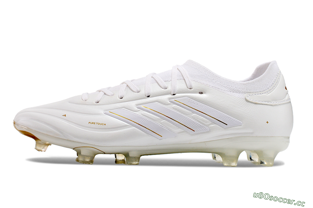 Men's Adidas Copa Pure 2 FG Firm Ground Low-Tops Football Boots - White/Gold 0