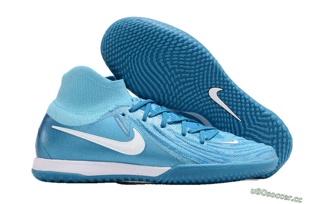 Men's Nike Phantom Luna Elite NU IC Indoor & Futsal High-Tops Football Shoes - Blue Fury/White 2