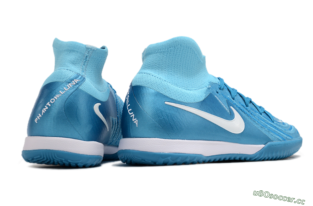 Men's Nike Phantom Luna Elite NU IC Indoor & Futsal High-Tops Football Shoes - Blue Fury/White 6