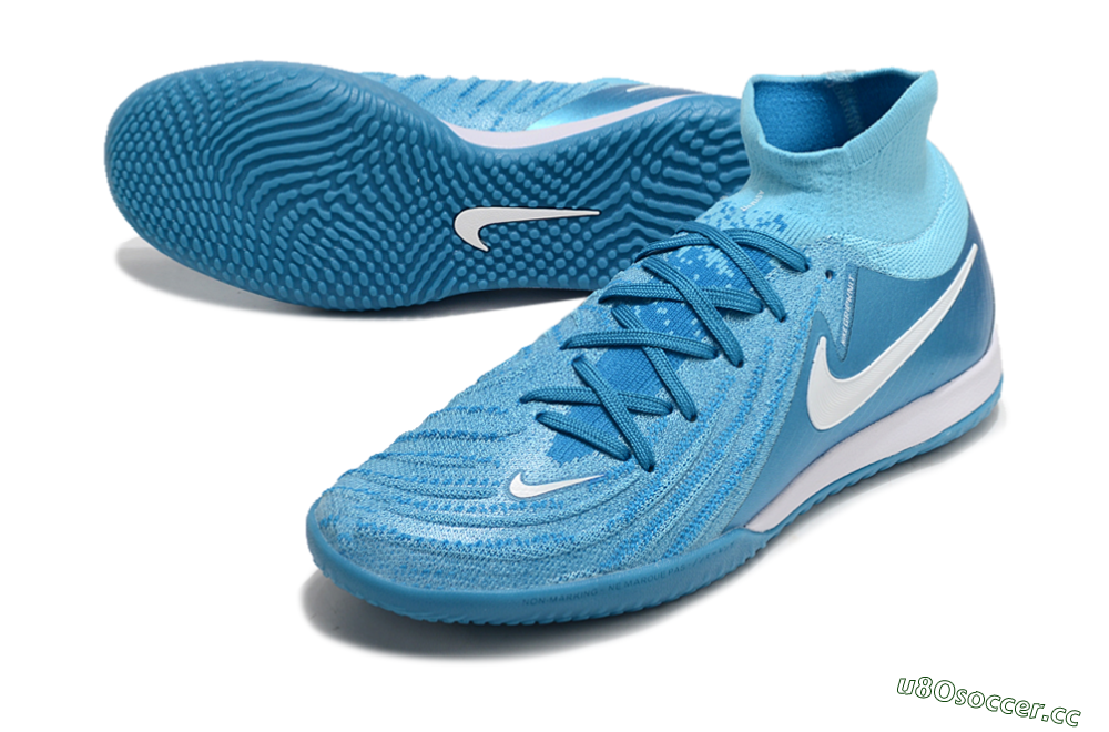 Men's Nike Phantom Luna Elite NU IC Indoor & Futsal High-Tops Football Shoes - Blue Fury/White 3