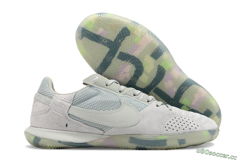 Men's Nike Street Gato IC Indoor & Futsal Low-Tops Football Shoes - Grey/Green/Mint 2