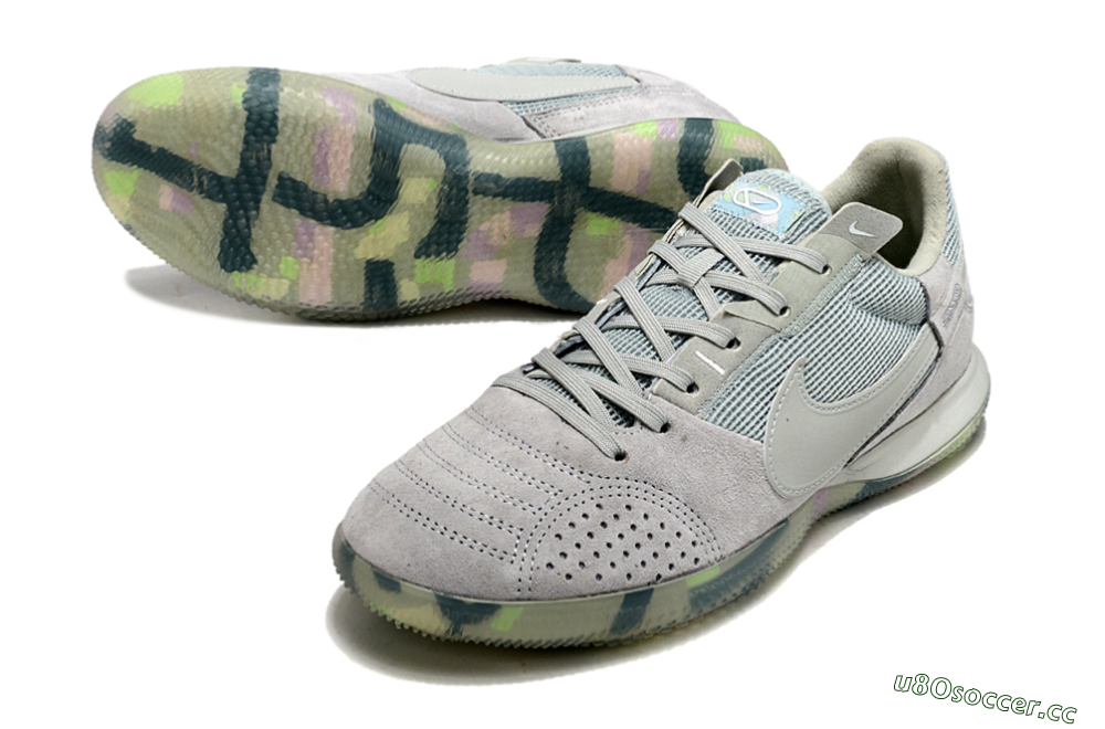 Men's Nike Street Gato IC Indoor & Futsal Low-Tops Football Shoes - Grey/Green/Mint 3
