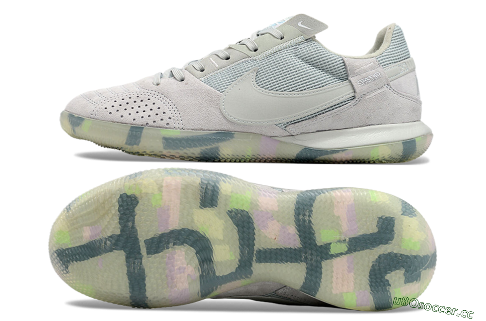 Men's Nike Street Gato IC Indoor & Futsal Low-Tops Football Shoes - Grey/Green/Mint 1