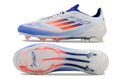 Men's Adidas F50 Adizero FG Firm Ground Low-Tops Football Boots - White/Blue/Pink