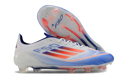 Men's Adidas F50 Adizero FG Firm Ground Low-Tops Football Boots - White/Blue/Pink