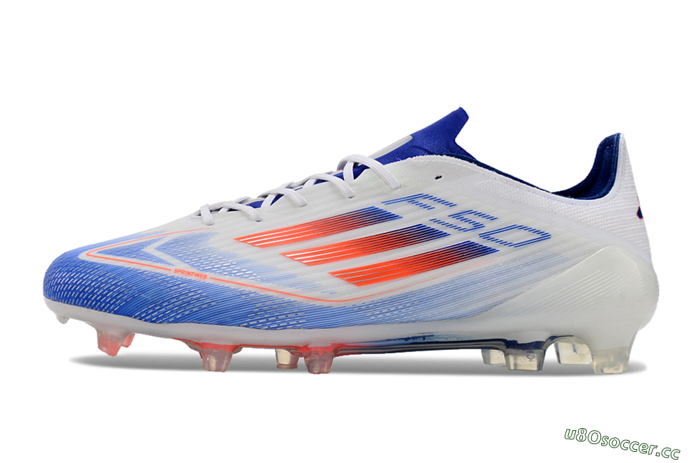 Men's Adidas F50 Adizero FG Firm Ground Low-Tops Football Boots - White/Blue/Pink 0
