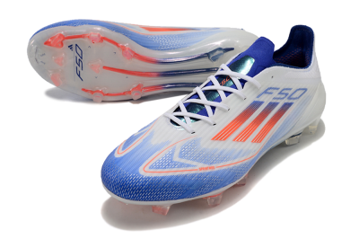 Men's Adidas F50 Adizero FG Firm Ground Low-Tops Football Boots - White/Blue/Pink