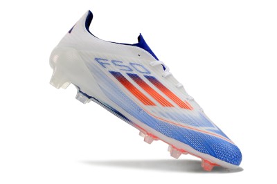 Men's Adidas F50 Adizero FG Firm Ground Low-Tops Football Boots - White/Blue/Pink
