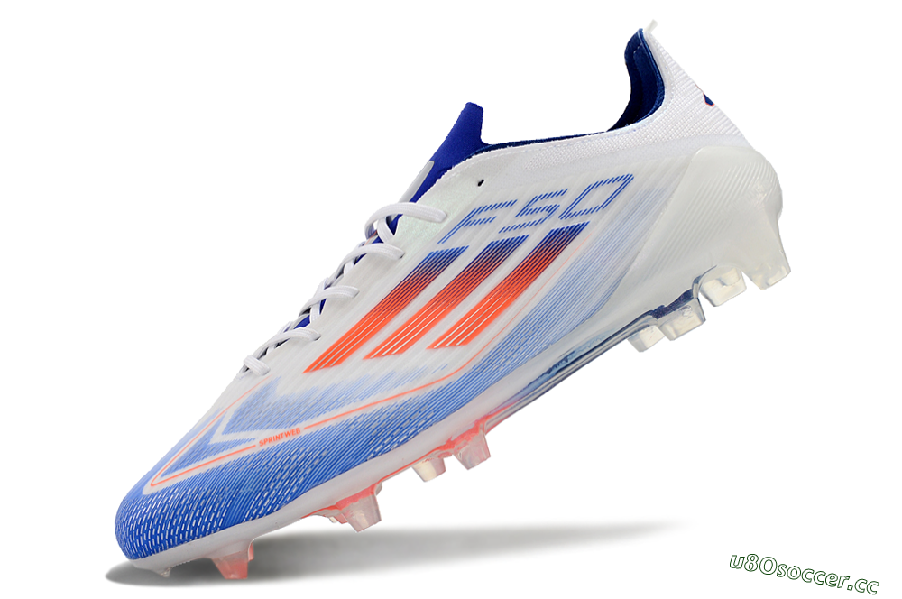 Men's Adidas F50 Adizero FG Firm Ground Low-Tops Football Boots - White/Blue/Pink 4