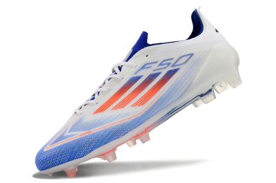 Men's Adidas F50 Adizero FG Firm Ground Low-Tops Football Boots - White/Blue/Pink