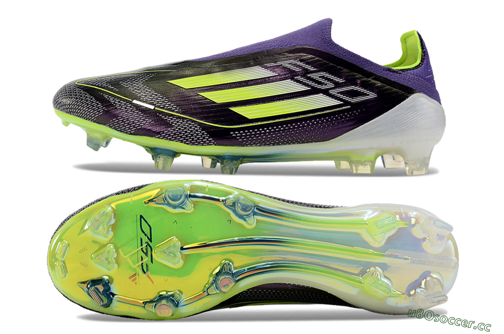 Unisex Adidas F50+ Adizero FG Firm Ground Low-Tops Football Boots - Purple/Yellow/Blue 1