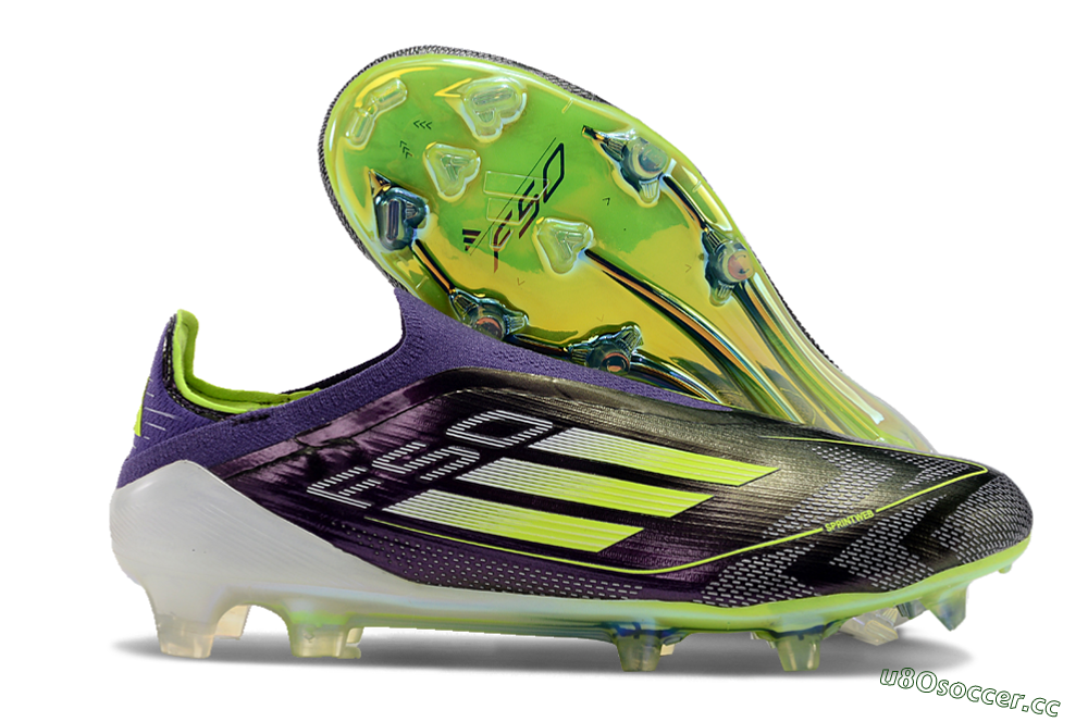 Unisex Adidas F50+ Adizero FG Firm Ground Low-Tops Football Boots - Purple/Yellow/Blue 2