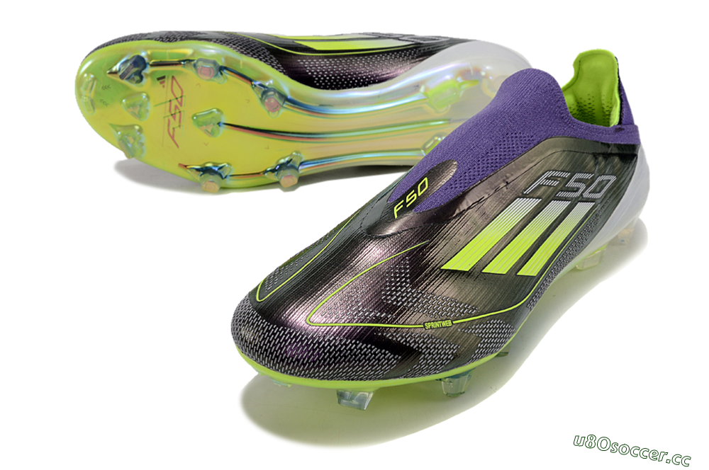 Unisex Adidas F50+ Adizero FG Firm Ground Low-Tops Football Boots - Purple/Yellow/Blue 3