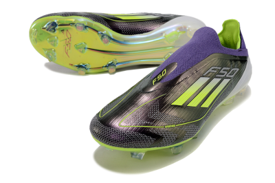 Unisex Adidas F50+ Adizero FG Firm Ground Low-Tops Football Boots - Purple/Yellow/Blue