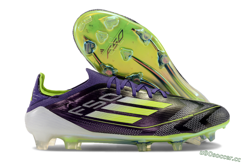 Men's Adidas F50 Adizero FG Firm Ground Low-Tops Football Boots - Purple/Yellow/White 0
