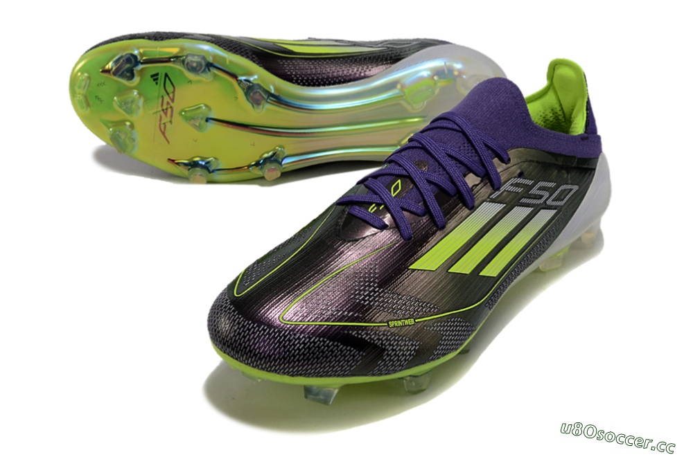 Men's Adidas F50 Adizero FG Firm Ground Low-Tops Football Boots - Purple/Yellow/White 3