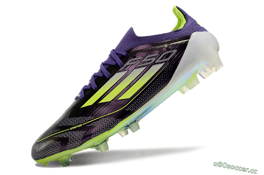 Men's Adidas F50 Adizero FG Firm Ground Low-Tops Football Boots - Purple/Yellow/White 4