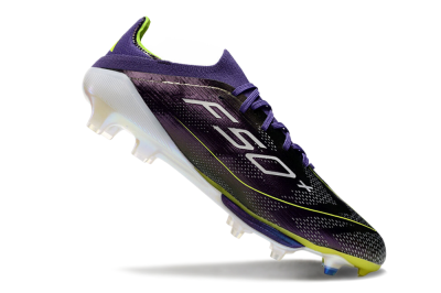 Men's Adidas F50 Lightstrike Pro FG Firm Ground Low-Tops Football Boots - Purple/Yellow/Blue