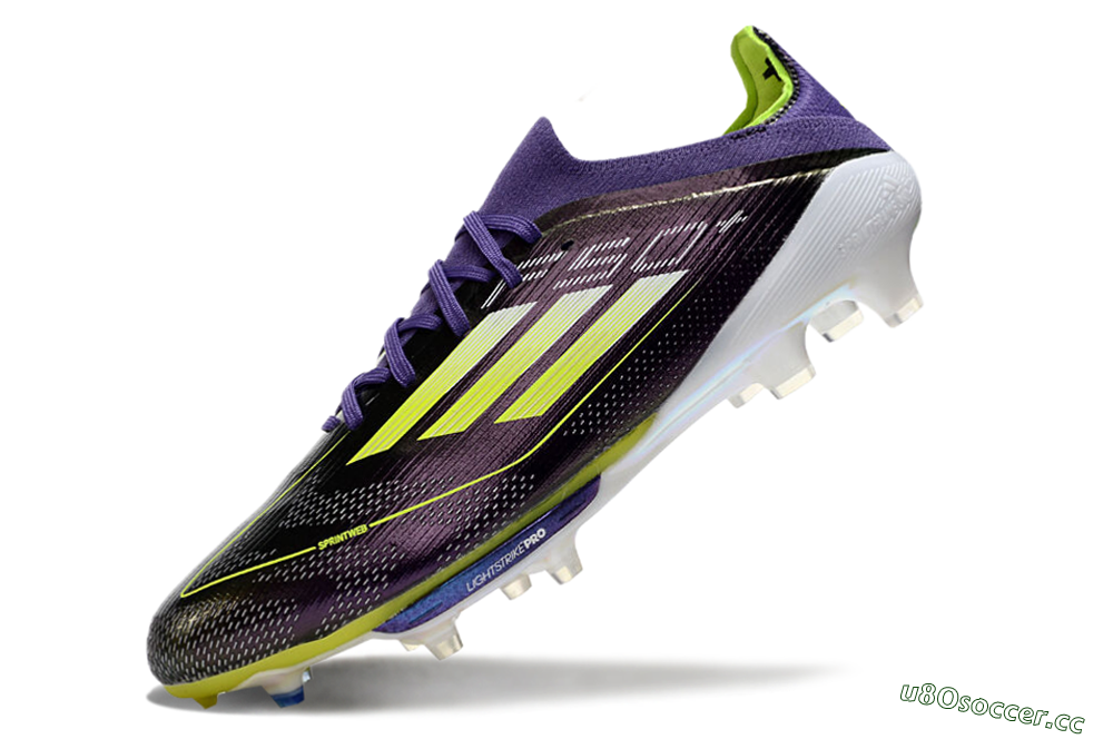 Men's Adidas F50 Lightstrike Pro FG Firm Ground Low-Tops Football Boots - Purple/Yellow/Blue 5