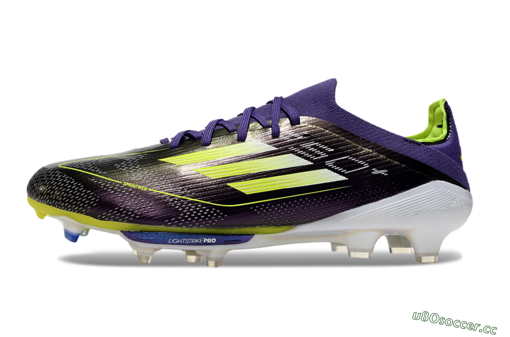 Men's Adidas F50 Lightstrike Pro FG Firm Ground Low-Tops Football Boots - Purple/Yellow/Blue 0