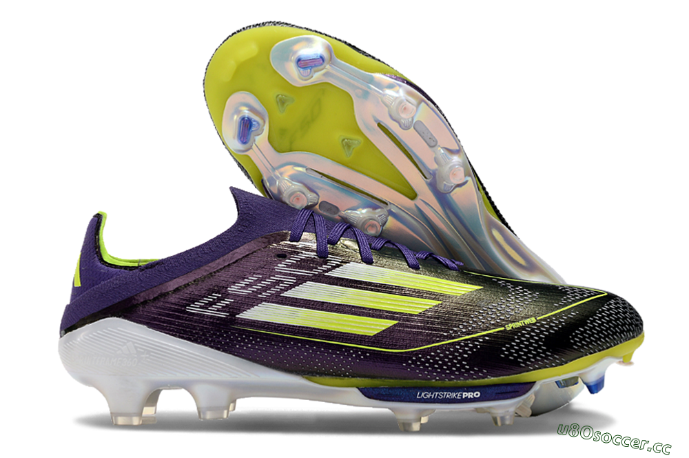 Men's Adidas F50 Lightstrike Pro FG Firm Ground Low-Tops Football Boots - Purple/Yellow/Blue 2