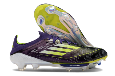 Men's Adidas F50 Lightstrike Pro FG Firm Ground Low-Tops Football Boots - Purple/Yellow/Blue