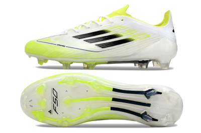 Men's Adidas F50 Adizero FG Firm Ground Low-Tops Football Boots - White/Yellow/Black