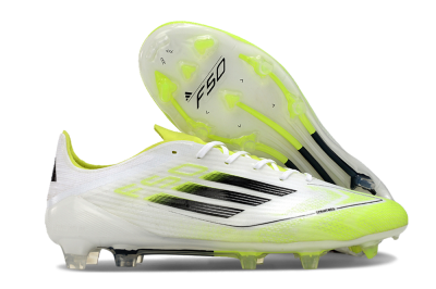 Men's Adidas F50 Adizero FG Firm Ground Low-Tops Football Boots - White/Yellow/Black
