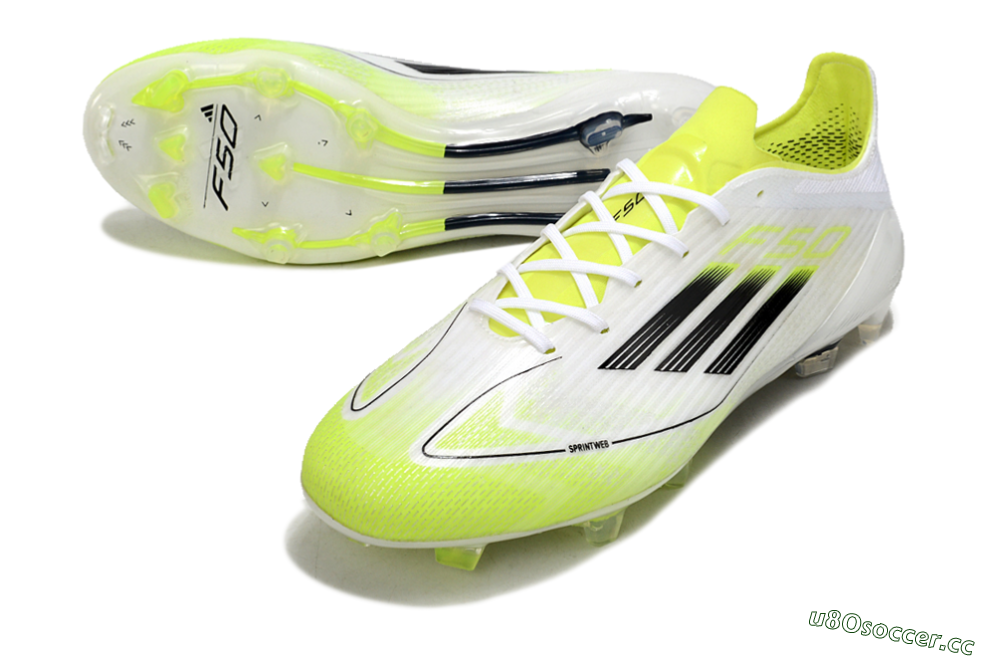 Men's Adidas F50 Adizero FG Firm Ground Low-Tops Football Boots - White/Yellow/Black 3