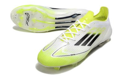Men's Adidas F50 Adizero FG Firm Ground Low-Tops Football Boots - White/Yellow/Black