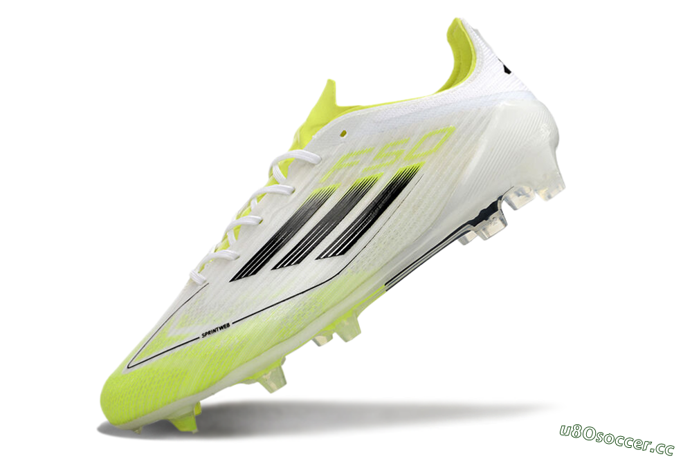 Men's Adidas F50 Adizero FG Firm Ground Low-Tops Football Boots - White/Yellow/Black 5