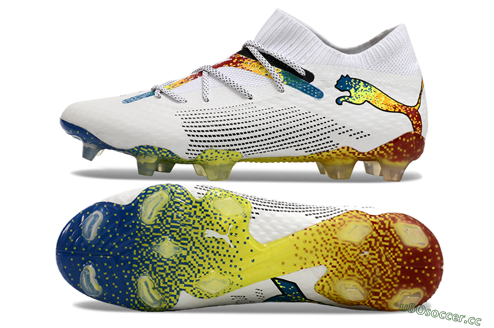 Men's Puma Future Ultimate FG Firm Ground Low-Tops Football Boots - White/Blue/Red 1