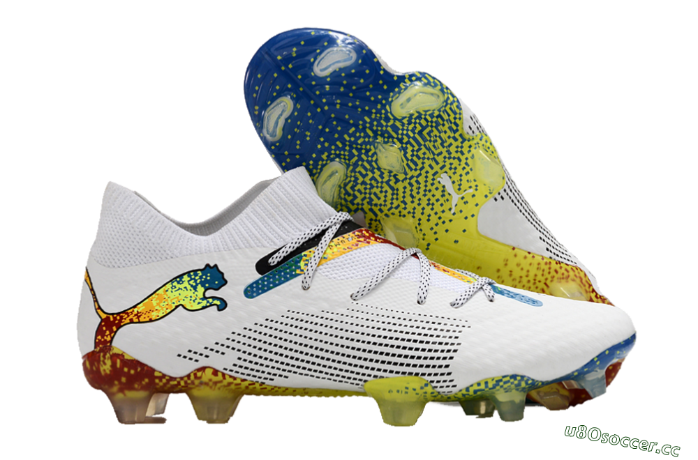 Men's Puma Future Ultimate FG Firm Ground Low-Tops Football Boots - White/Blue/Red 2