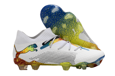 Men's Puma Future Ultimate FG Firm Ground Low-Tops Football Boots - White/Blue/Red
