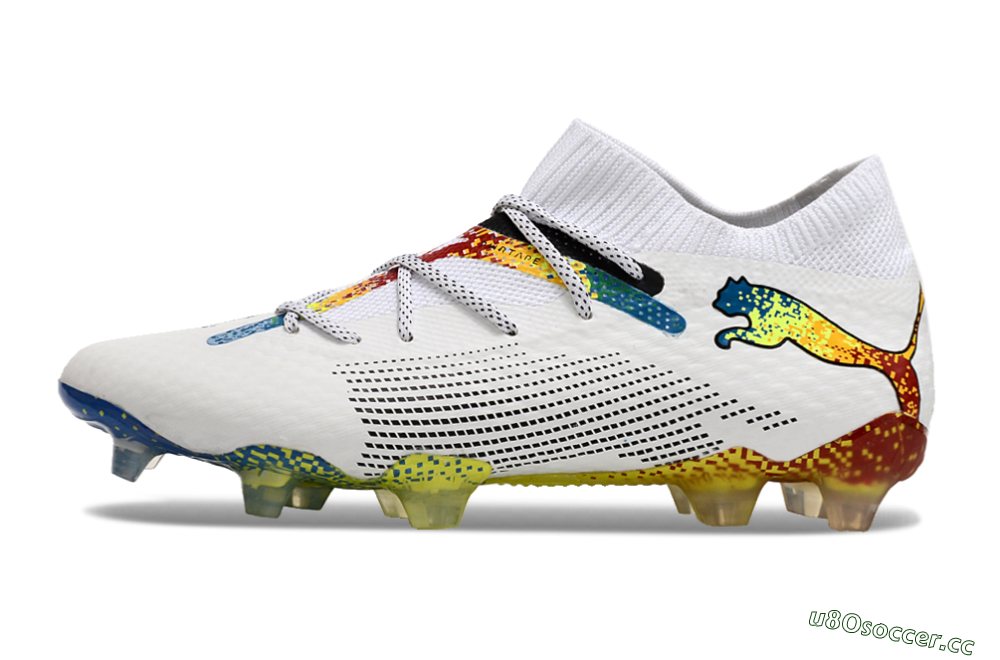 Men's Puma Future Ultimate FG Firm Ground Low-Tops Football Boots - White/Blue/Red 0