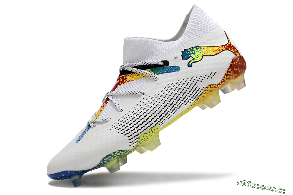 Men's Puma Future Ultimate FG Firm Ground Low-Tops Football Boots - White/Blue/Red 5