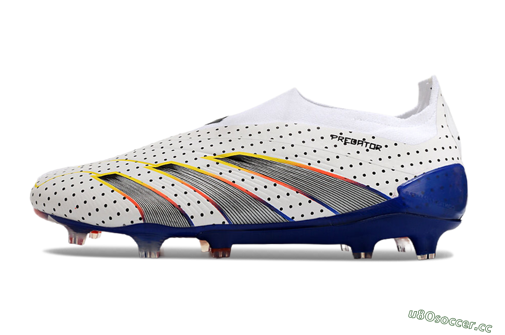 Men's Adidas Predator Accuracy+ Laceless 24 Euphoria FG Firm Ground Low-Tops Football Boots - White/Silver/Blue 0
