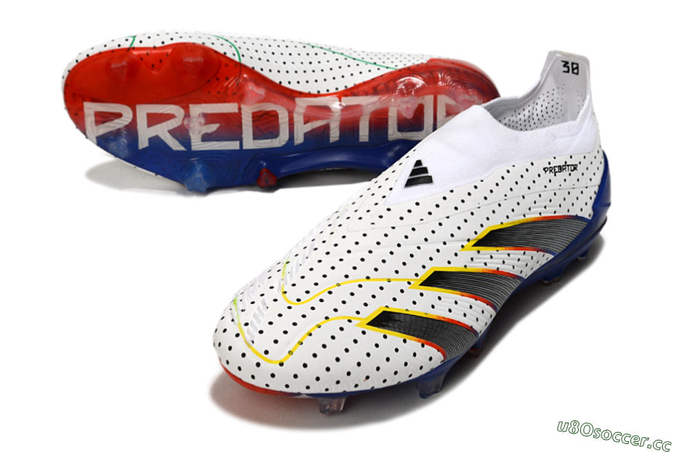 Men's Adidas Predator Accuracy+ Laceless 24 Euphoria FG Firm Ground Low-Tops Football Boots - White/Silver/Blue 3